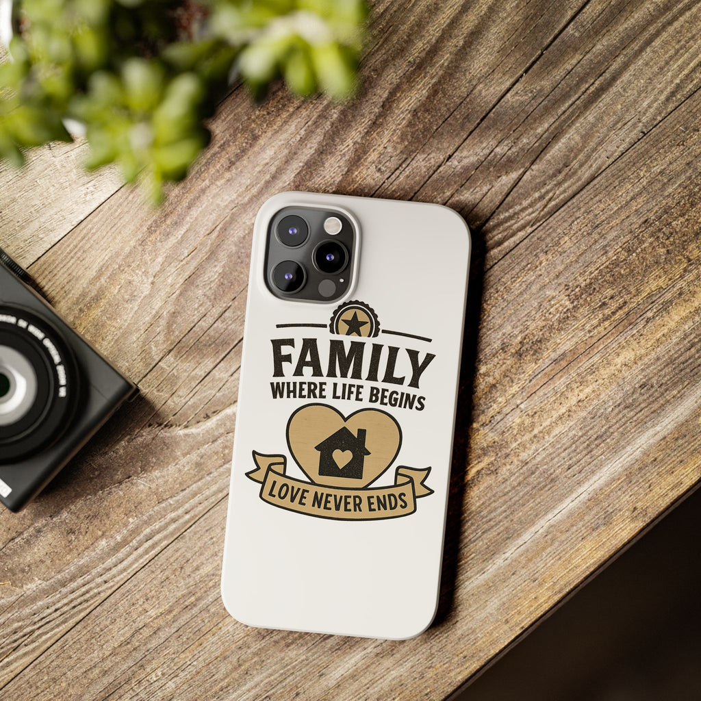 Family Where Life Begins Love Never Ends Phone Case, Rustic Farmhouse Gift for Mom Grandma, Mother's Day Gift, Heart Home Decor
