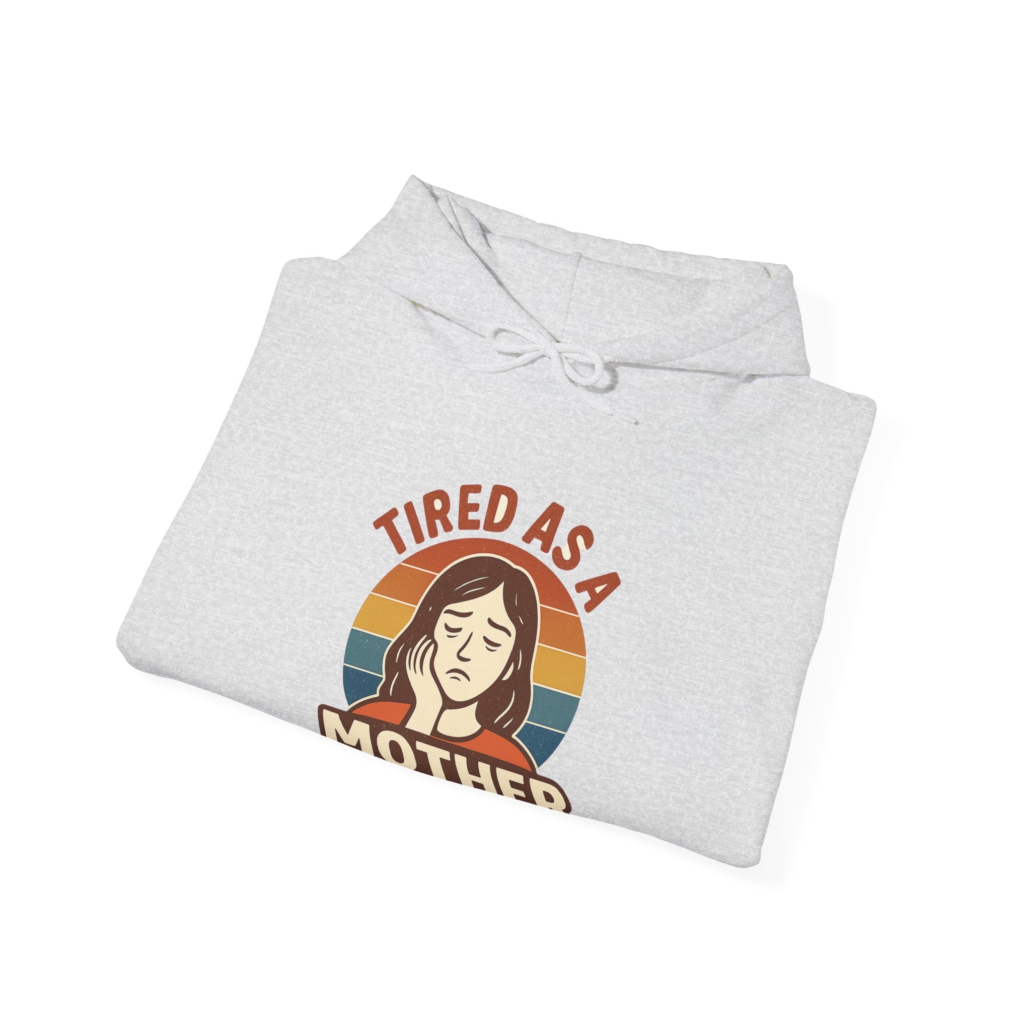Tired As A Mother Hoodie Vintage Rainbow Retro Mom Life Sweatshirt Funny Exhausted Parent Gift Mothers Day Gift