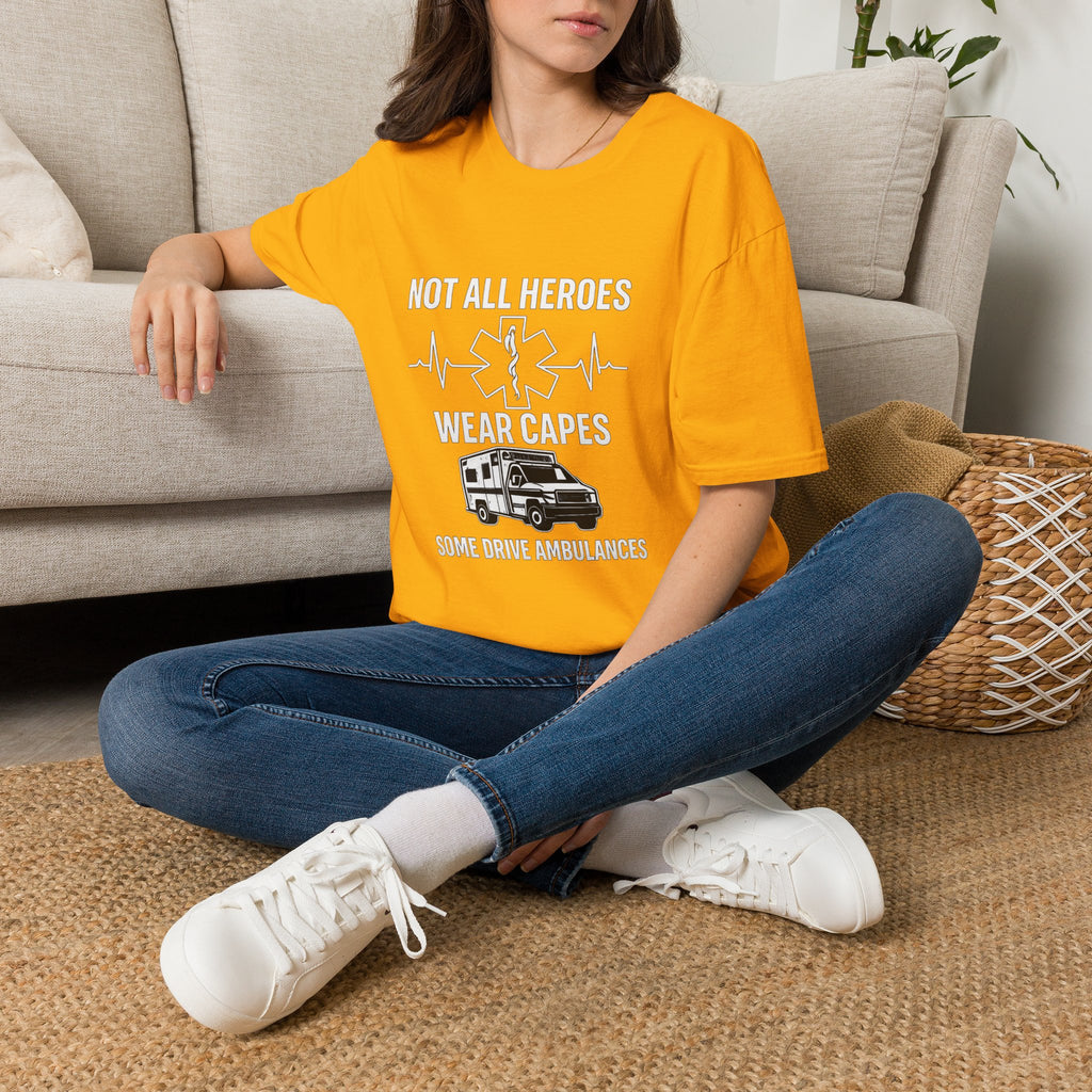 Not All Heroes Wear Capes Some Drive Ambulances Shirt, EMS Paramedic Gift, EMT Appreciation Tee, Star of Life, Thin White Line
