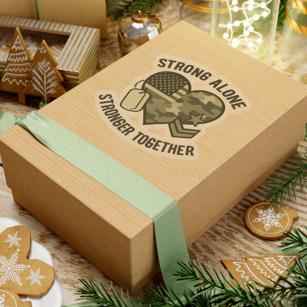 Military Deployment Sticker Strong Alone Stronger Together Camouflage Heart Military Spouse Gift Patriotic励 Army Navy Support