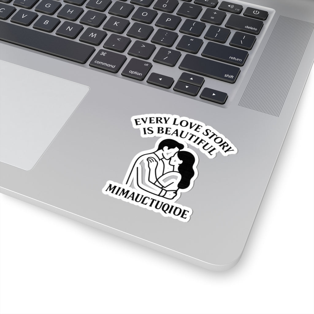 Anniversary Sticker Every Love Story Is Beautiful Minimalist Line Art Couple Embracing Romantic Gift Vinyl Decal