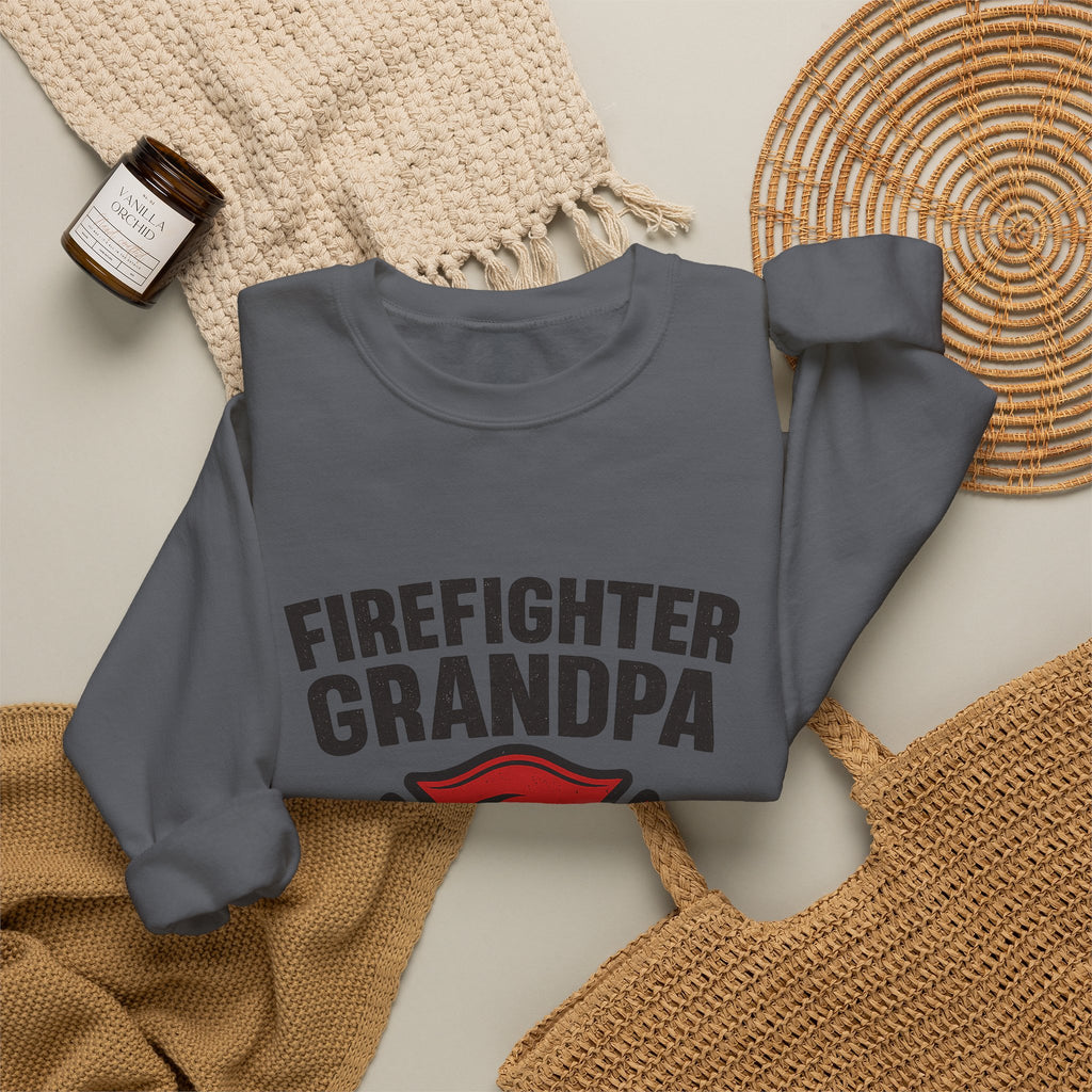 Firefighter Grandpa Sweatshirt My Hero Forever Gift Vintage Fire Station Badge Grandparents Day Fireman Grandfather Shirt