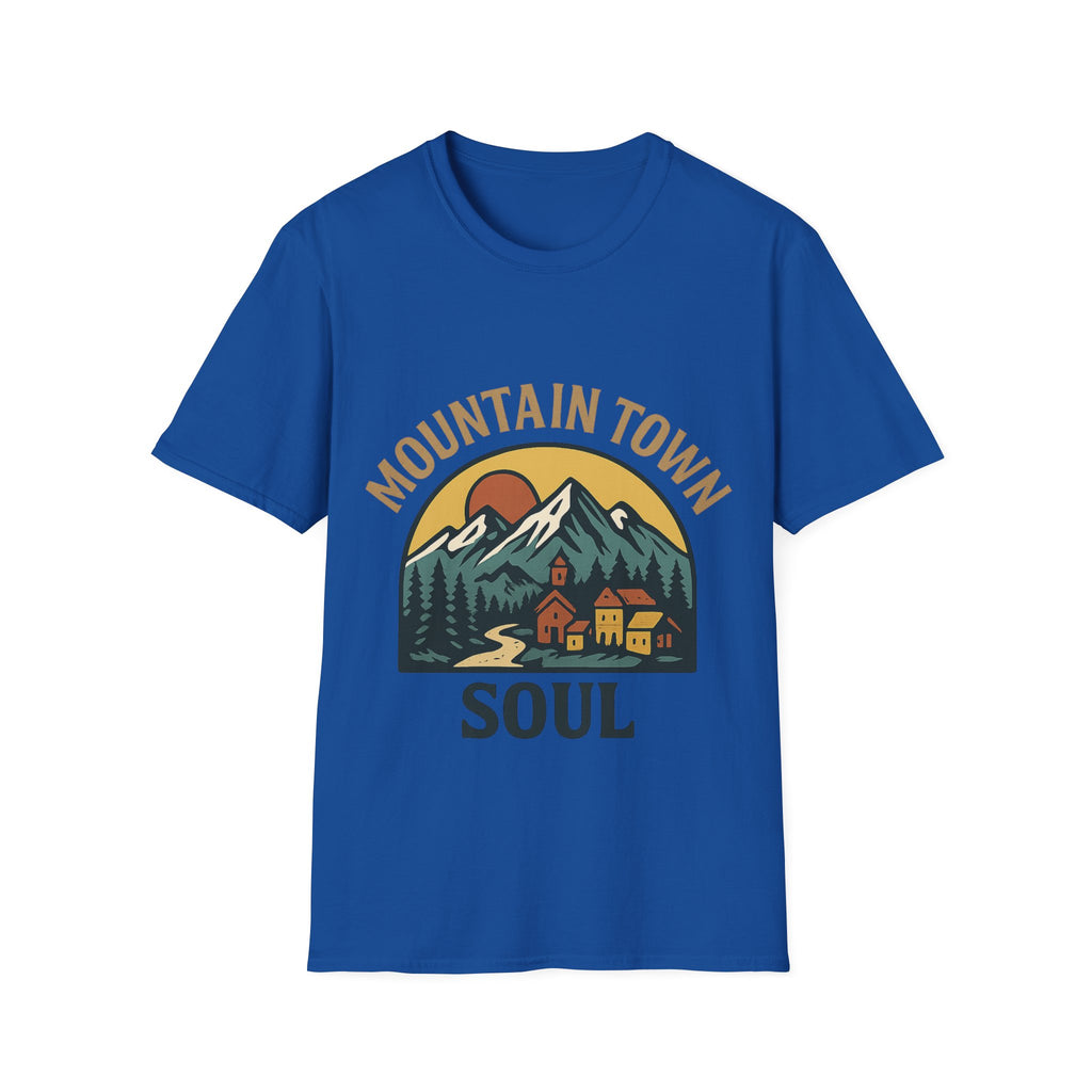 Mountain Town Soul Vintage Hiking Tee Raised on Mountain Air Shirt Wilderness Outdoor Adventure Gift Alpine Heritage Retro Tshirt