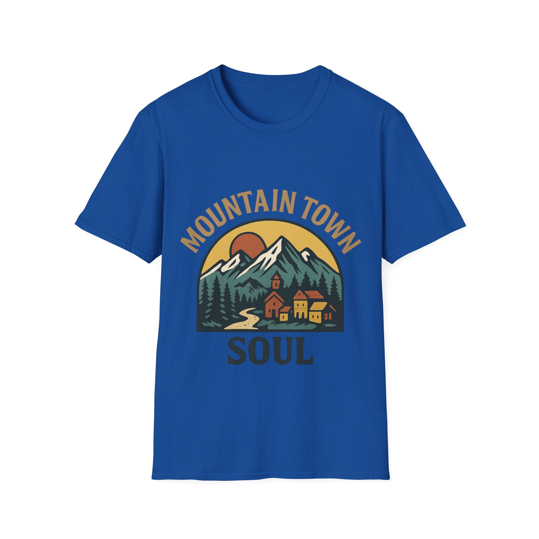 Mountain Town Soul Vintage Hiking Tee Raised on Mountain Air Shirt Wilderness Outdoor Adventure Gift Alpine Heritage Retro Tshirt