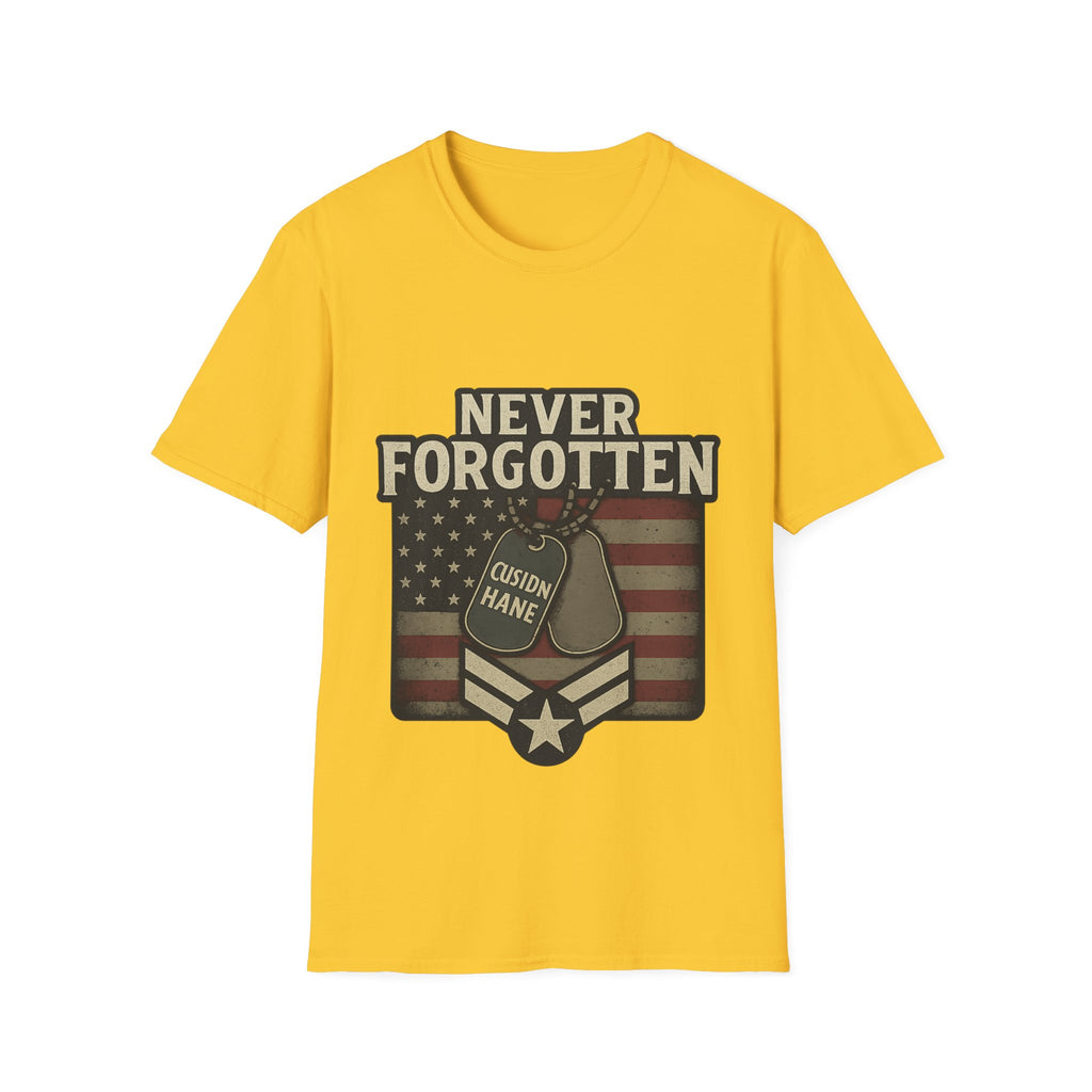 Never Forgotten Veteran Memorial Shirt Custom Name Military Tribute Tee Gold Star Family Gift Personalized Remembrance Tshirt