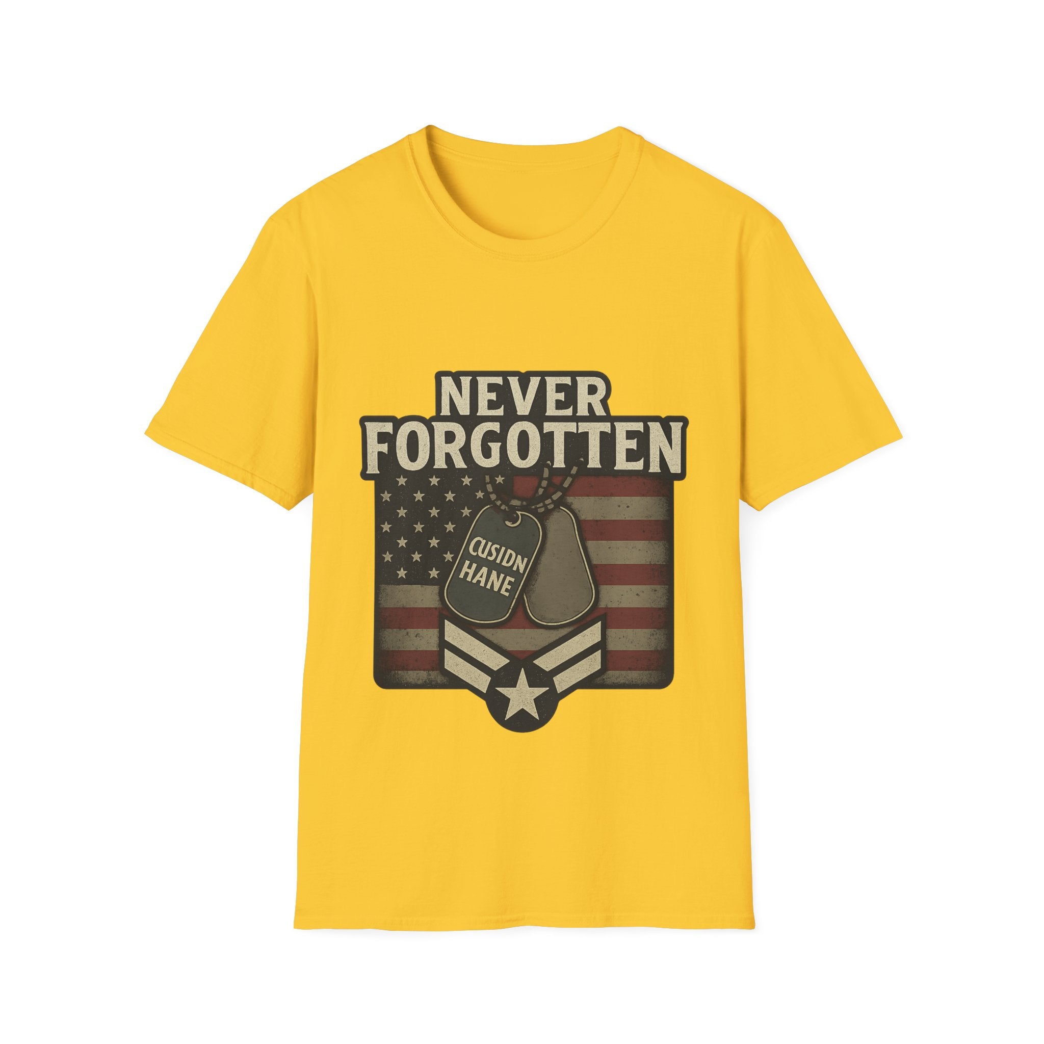 Never Forgotten Veteran Memorial Shirt Custom Name Military Tribute Tee Gold Star Family Gift Personalized Remembrance Tshirt