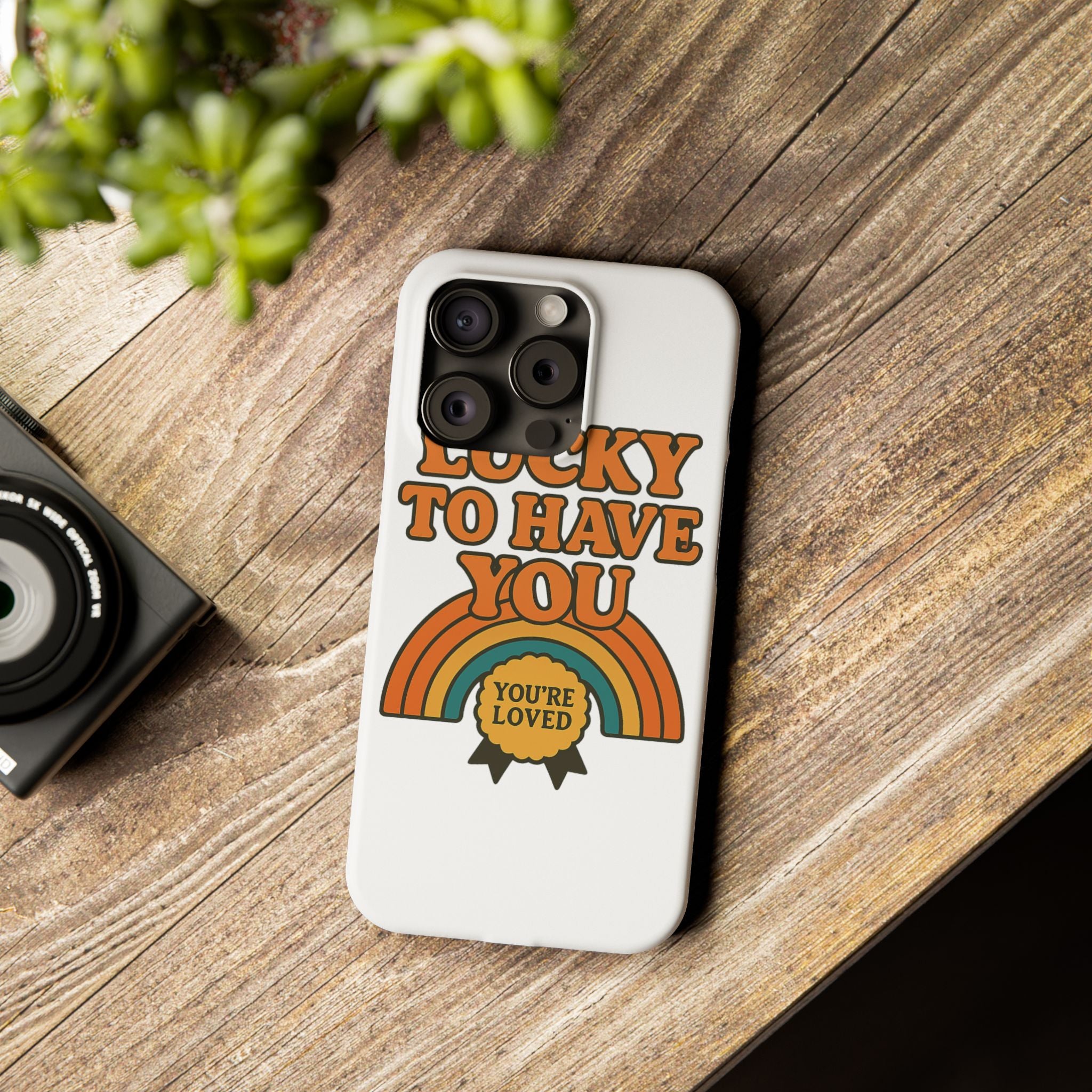 Lucky To Have You Phone Case Friendship Gift Best Friend Galentines Day Retro 70s Rainbow Vintage Appreciation Bestie Squad