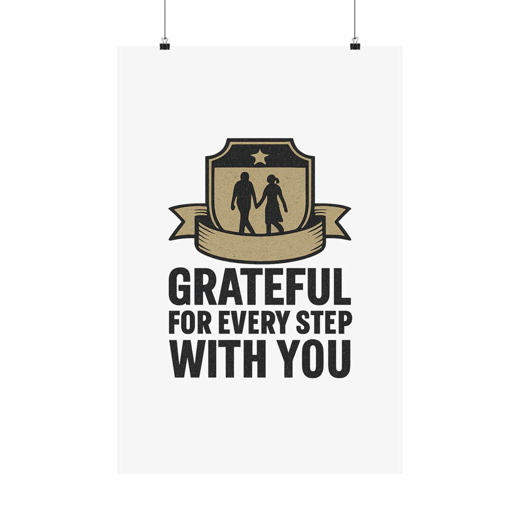 Grateful For Every Step With You Poster Anniversary Gift Relationship Milestone Couple Wall Art Vintage Gratitude Print