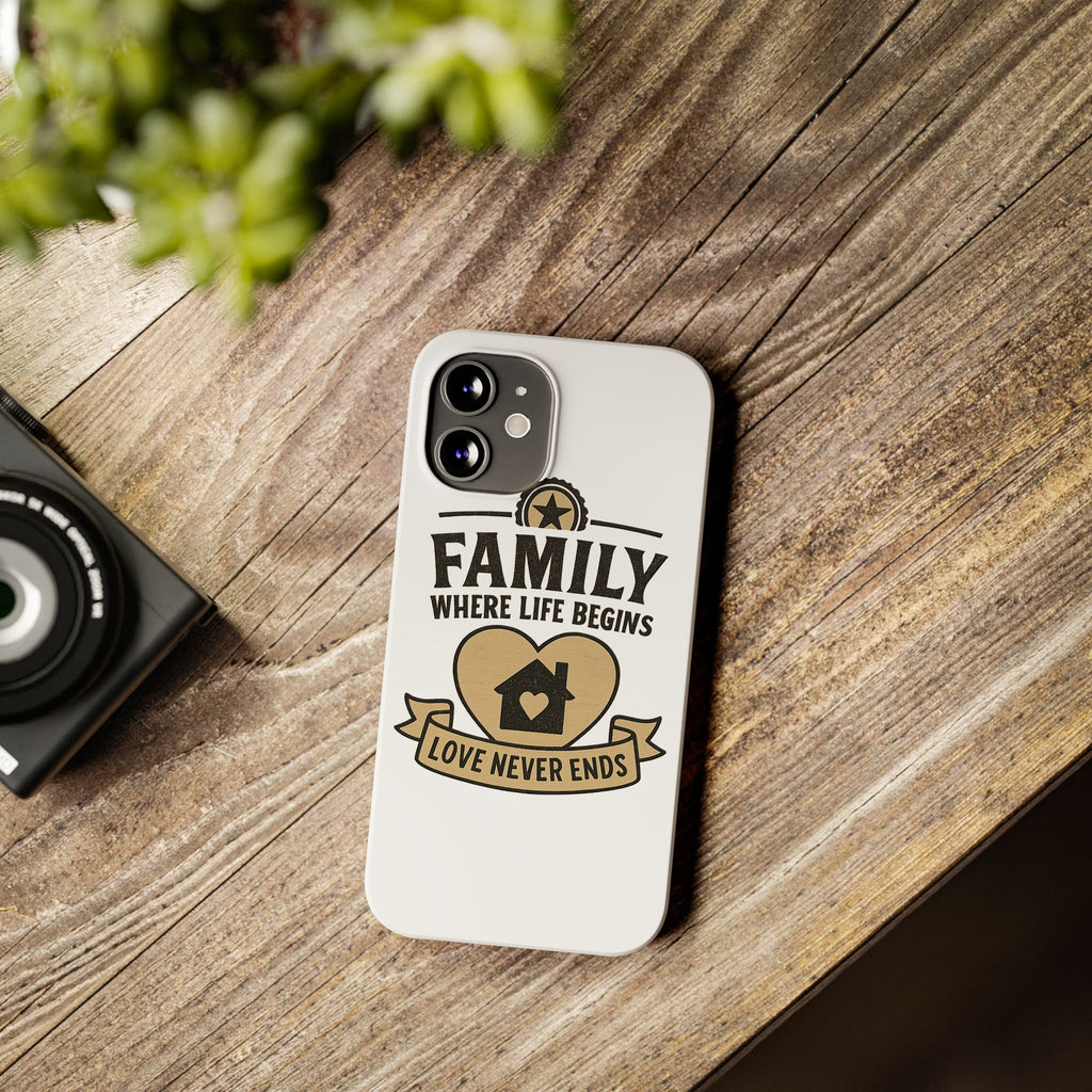 Family Where Life Begins Love Never Ends Phone Case, Rustic Farmhouse Gift for Mom Grandma, Mother's Day Gift, Heart Home Decor