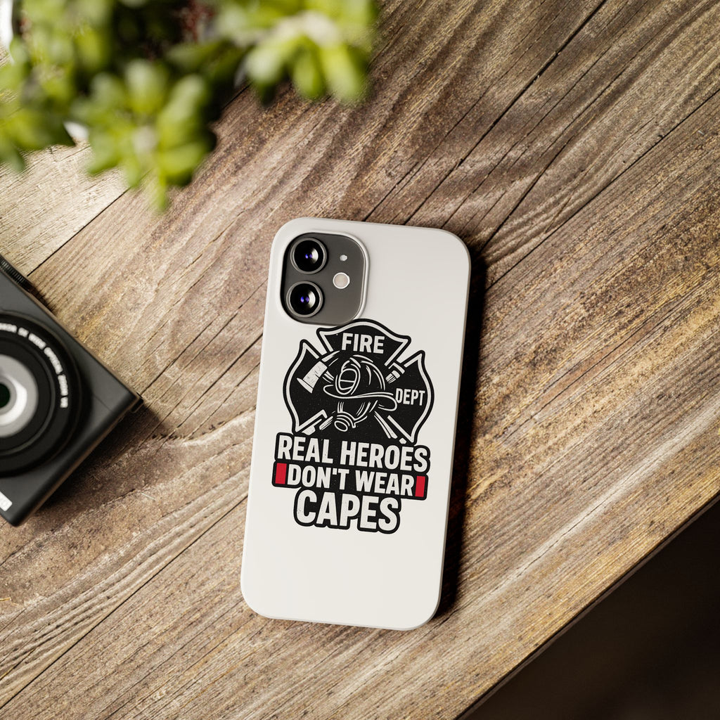 Firefighter Phone Case Real Heroes Don't Wear Capes Thin Red Line Gift for Firefighter Wife Husband Family Fire Dept Appreciation