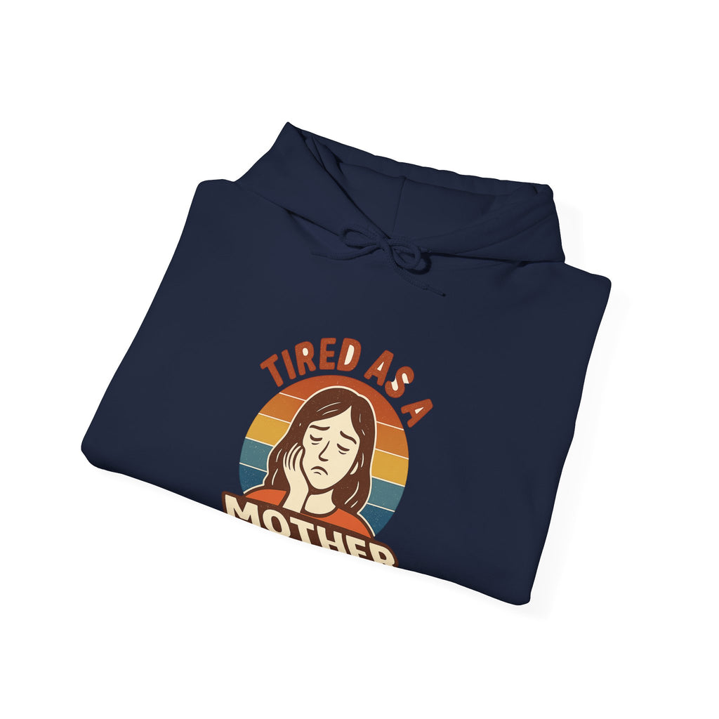 Tired As A Mother Hoodie Vintage Rainbow Retro Mom Life Sweatshirt Funny Exhausted Parent Gift Mothers Day Gift