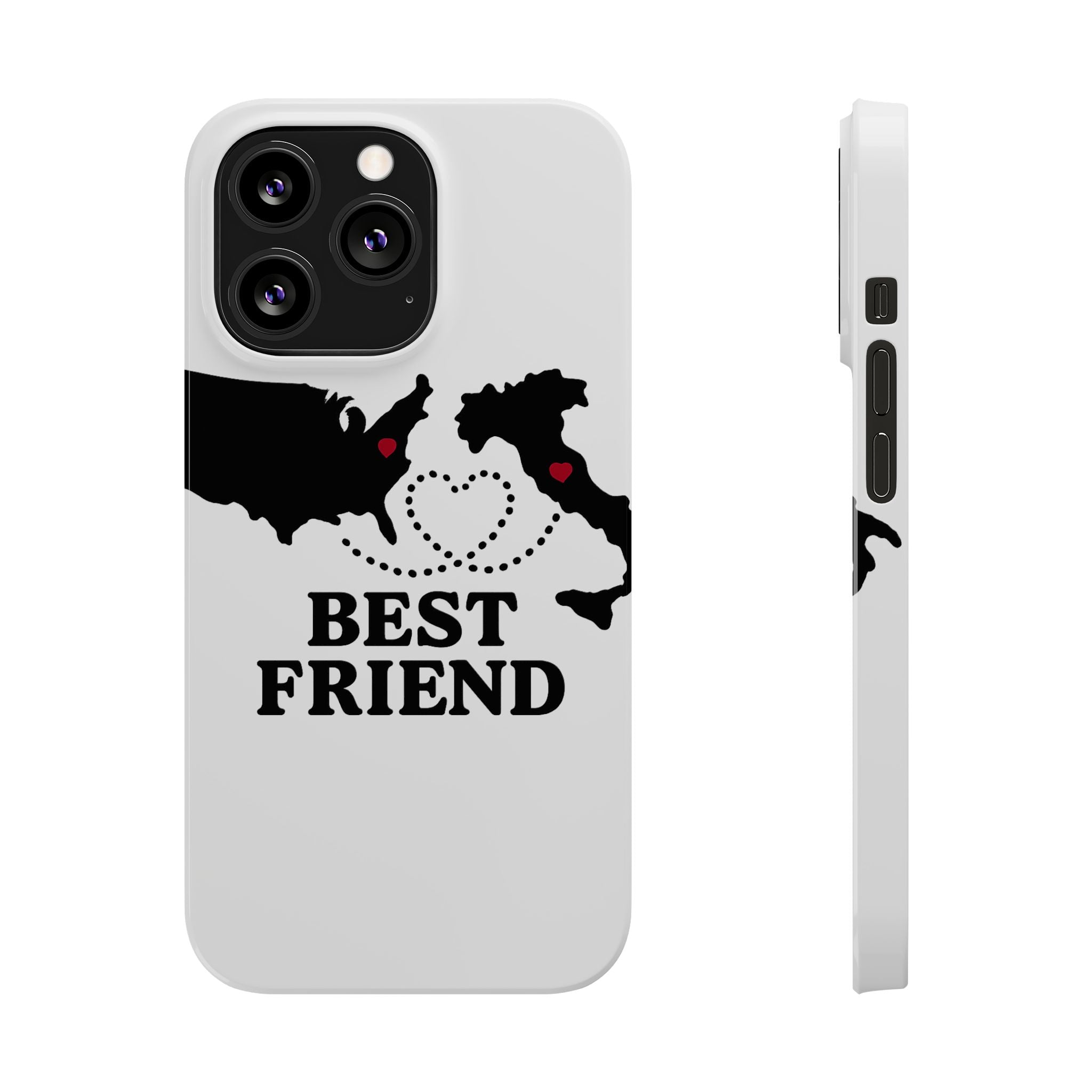 Long Distance Friendship Phone Case Personalized Coordinates Gift Best Friend Custom Location Map Heart Connection BFF