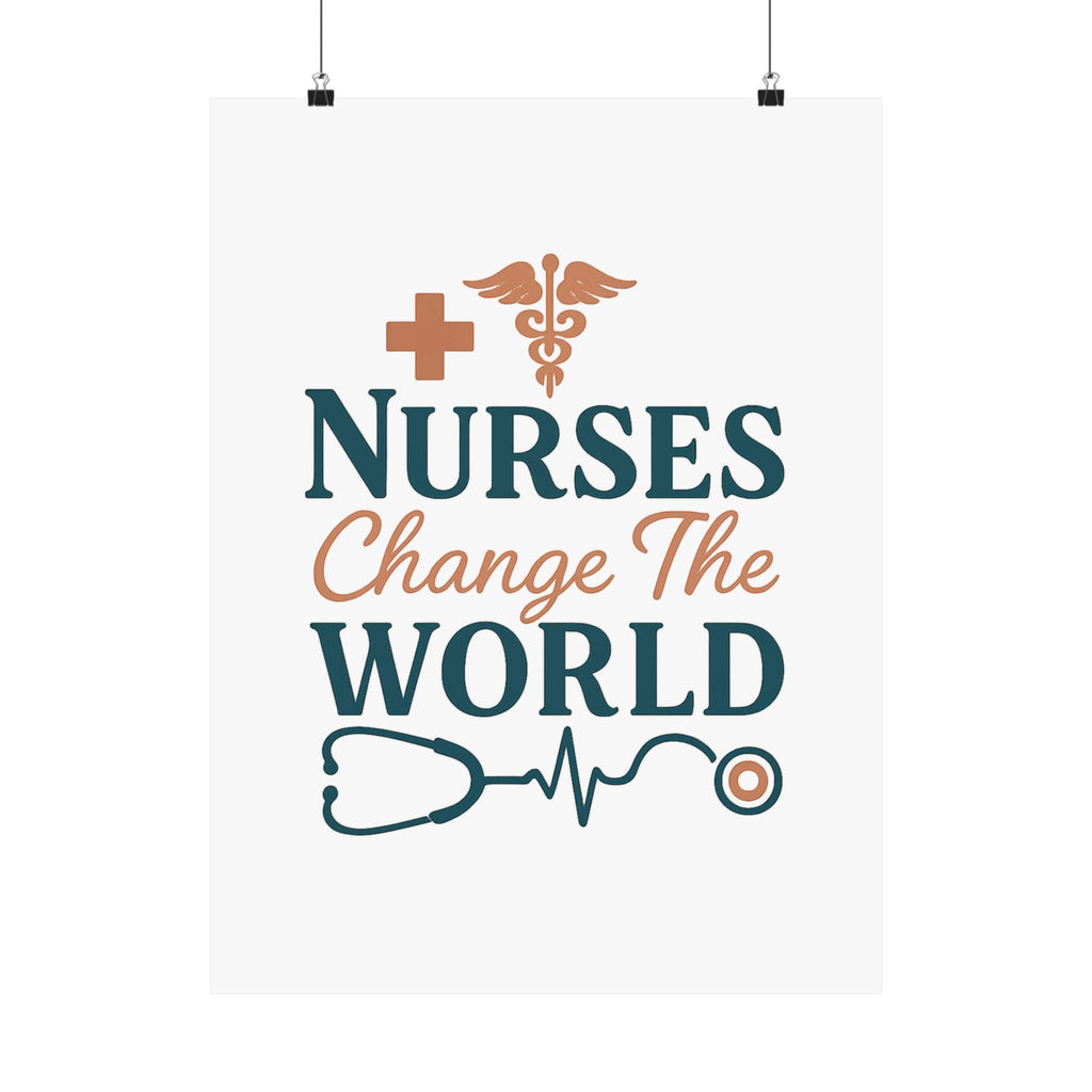Nurse Motivation Poster, Nurses Change The World Wall Art, Nursing Graduation Gift, Nurse Office Decor, Medical Typography Print