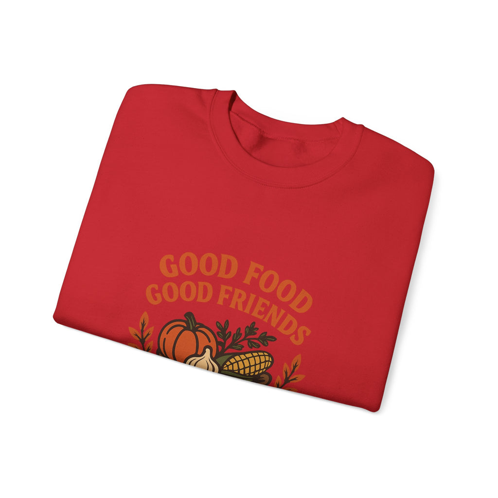 Good Food Good Friends Grateful Heart Sweatshirt, Thanksgiving Hostess Gift, Cooking Sweatshirt, Kitchen Lover Gift, Autumn Cozy Top