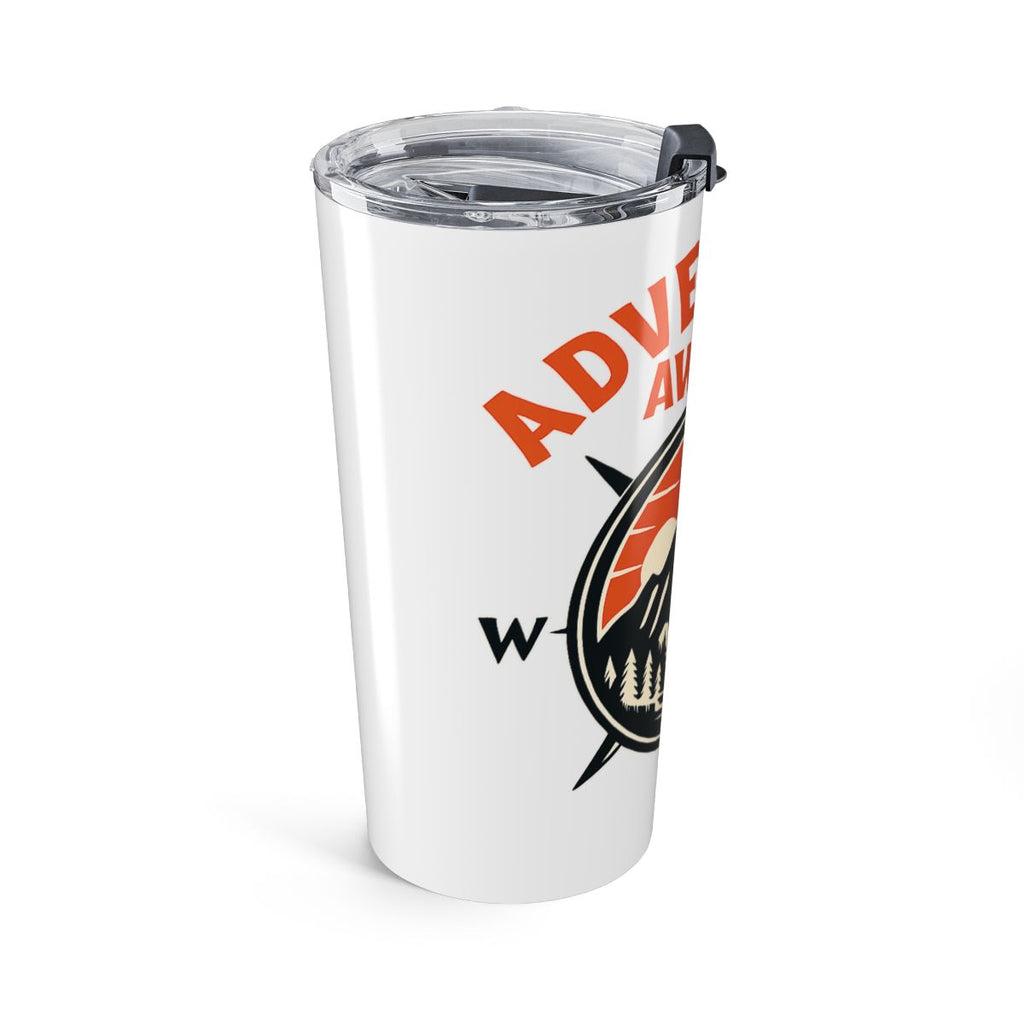 Adventure Awaits Mountain Tumbler, Compass Travel Mug, Wanderlust Gift for Hiker, Road Trip Coffee Cup, Outdoor Enthusiast Gift