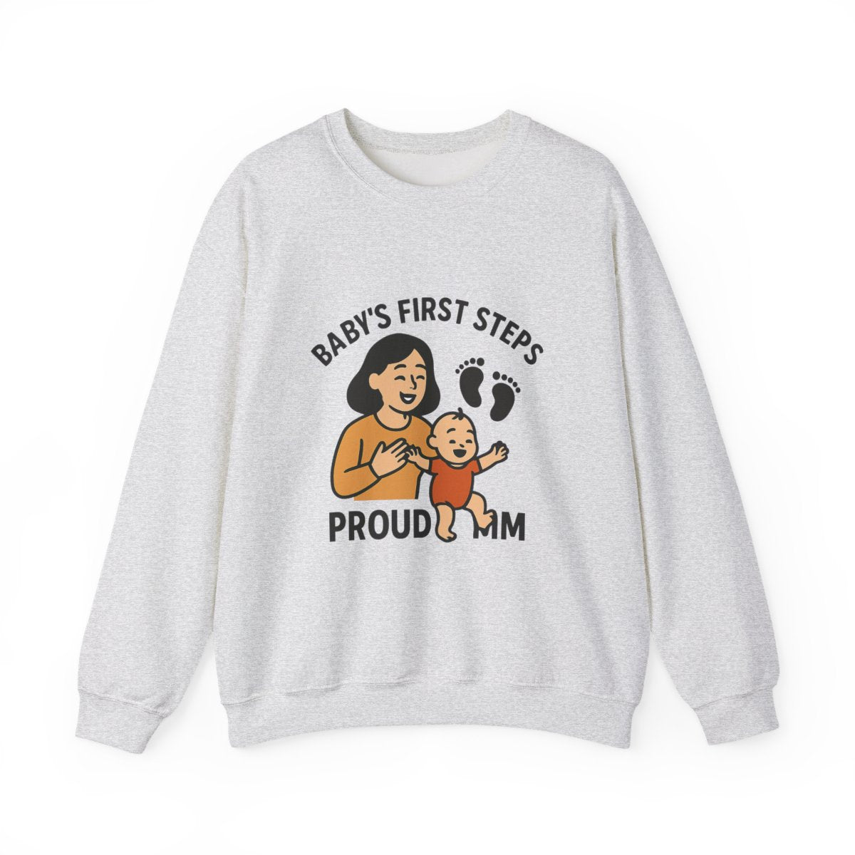 Baby's First Steps Sweatshirt, New Mom Gift, First Walking Milestone, Baby Footprint Shirt, Proud Mom Sweatshirt, Toddler Milestone