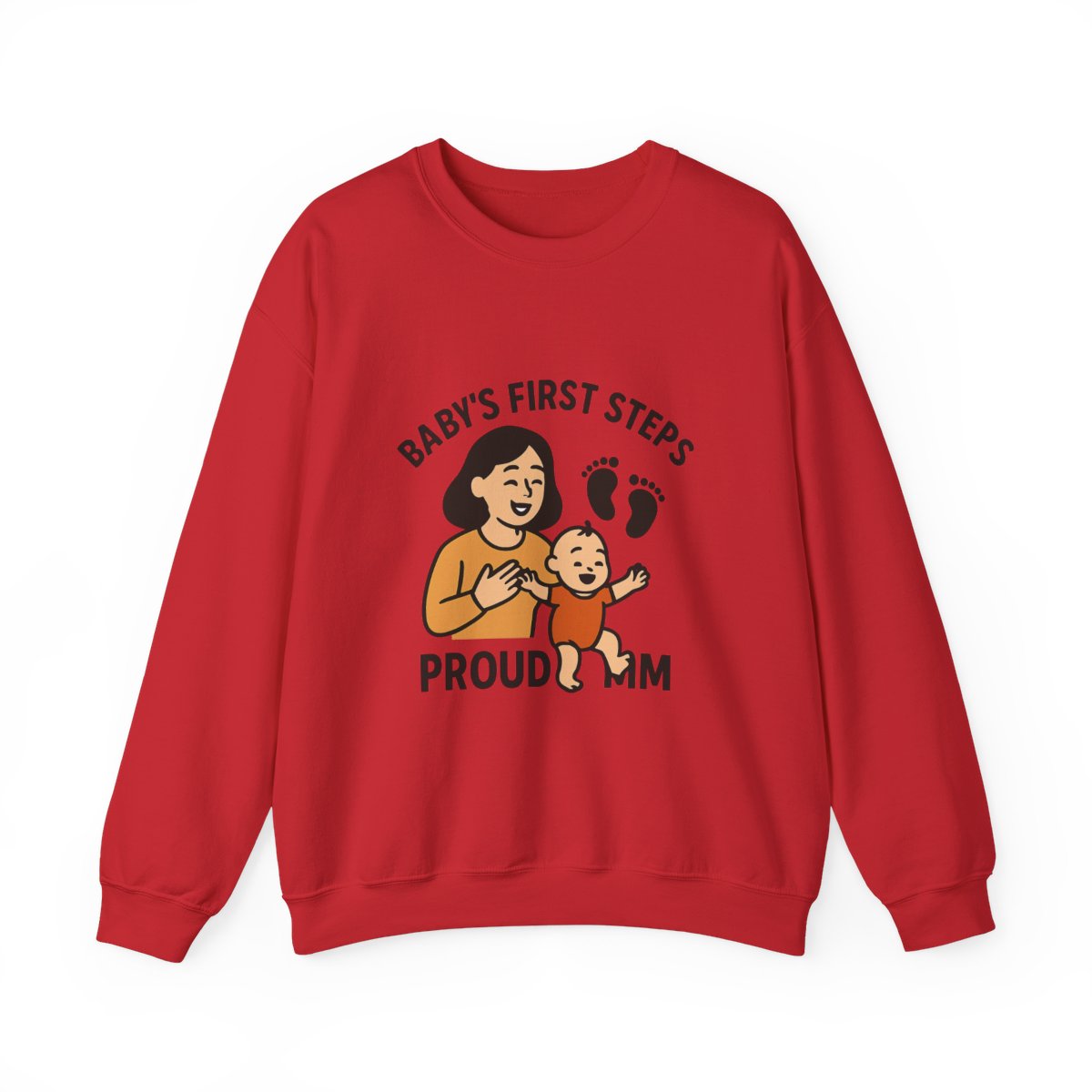 Baby's First Steps Sweatshirt, New Mom Gift, First Walking Milestone, Baby Footprint Shirt, Proud Mom Sweatshirt, Toddler Milestone