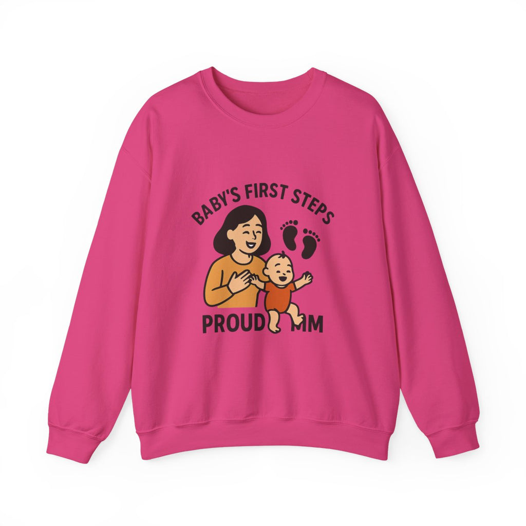 Baby's First Steps Sweatshirt, New Mom Gift, First Walking Milestone, Baby Footprint Shirt, Proud Mom Sweatshirt, Toddler Milestone