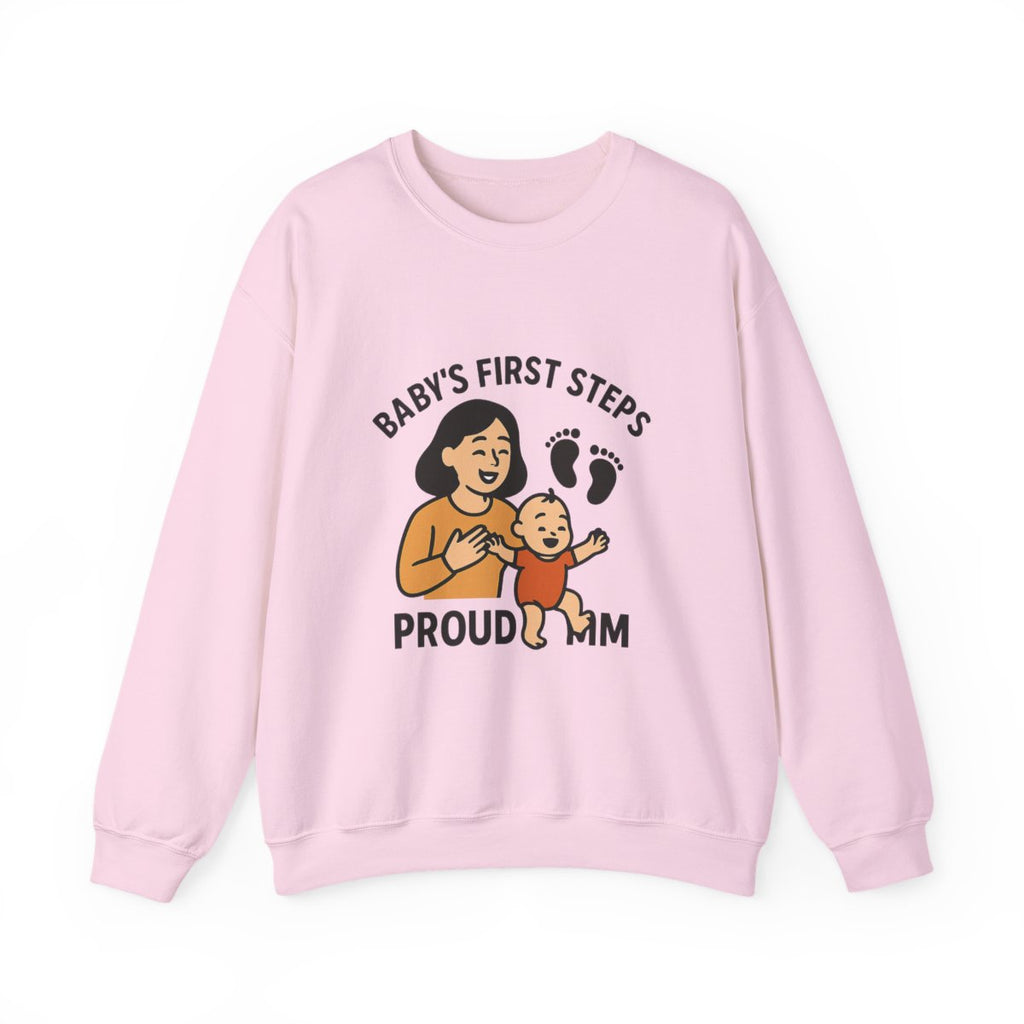 Baby's First Steps Sweatshirt, New Mom Gift, First Walking Milestone, Baby Footprint Shirt, Proud Mom Sweatshirt, Toddler Milestone