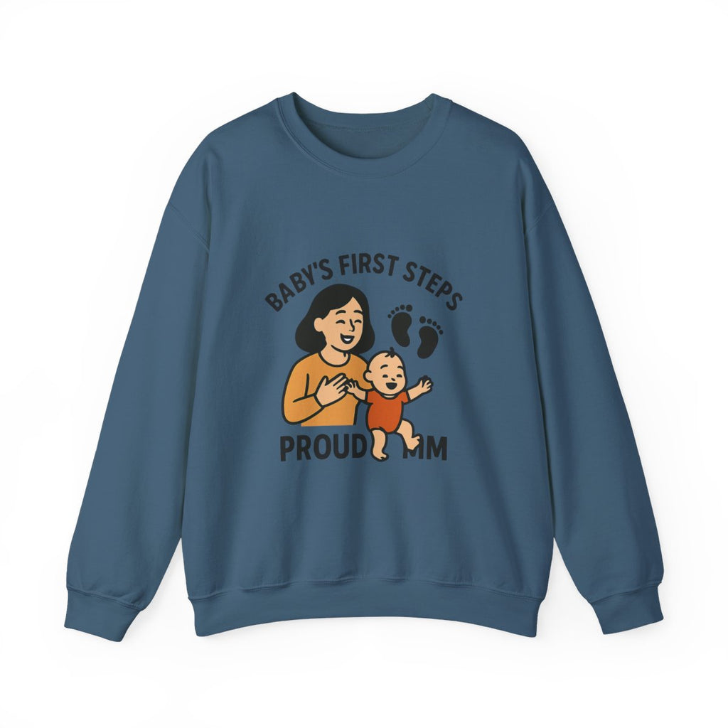 Baby's First Steps Sweatshirt, New Mom Gift, First Walking Milestone, Baby Footprint Shirt, Proud Mom Sweatshirt, Toddler Milestone