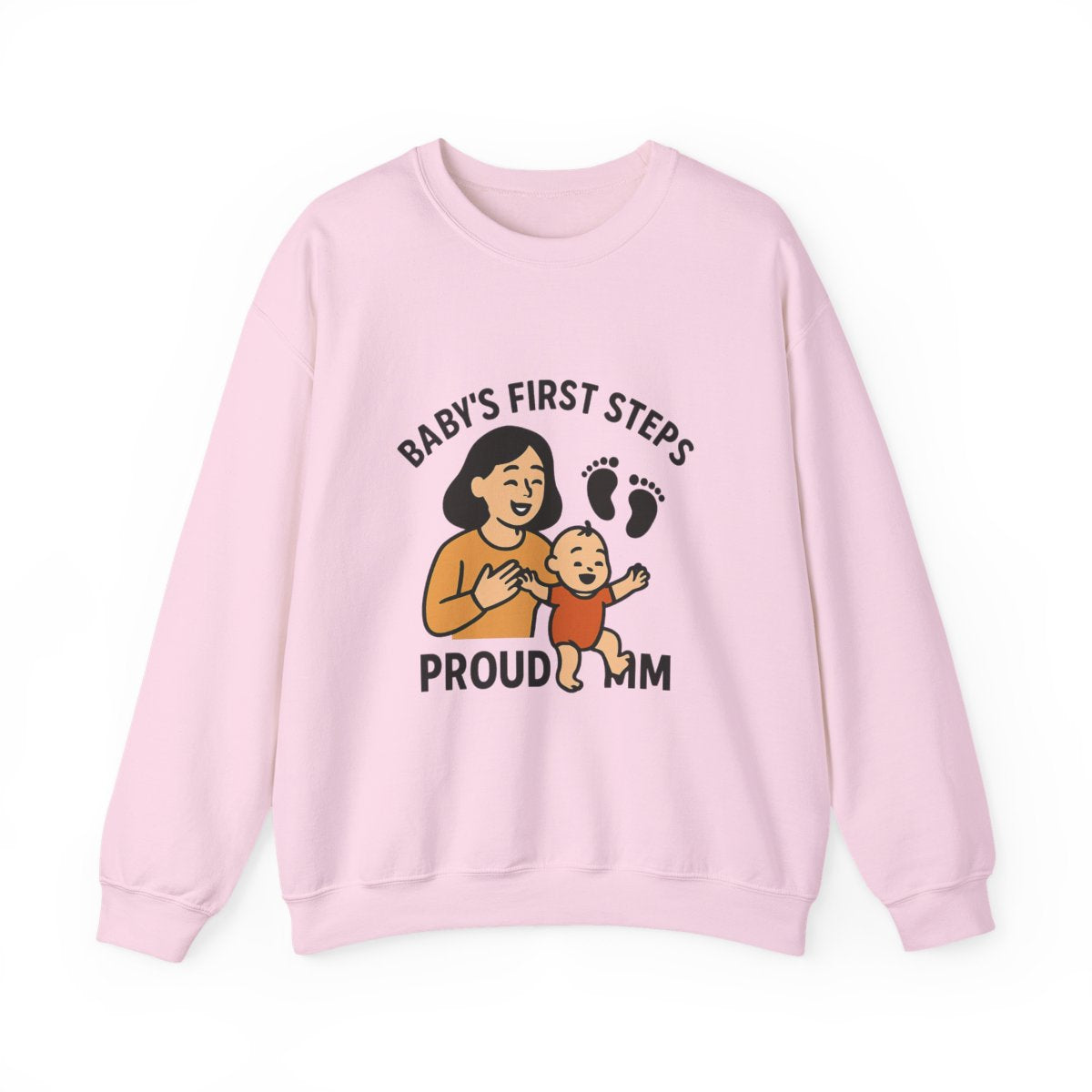Baby's First Steps Sweatshirt, New Mom Gift, First Walking Milestone, Baby Footprint Shirt, Proud Mom Sweatshirt, Toddler Milestone