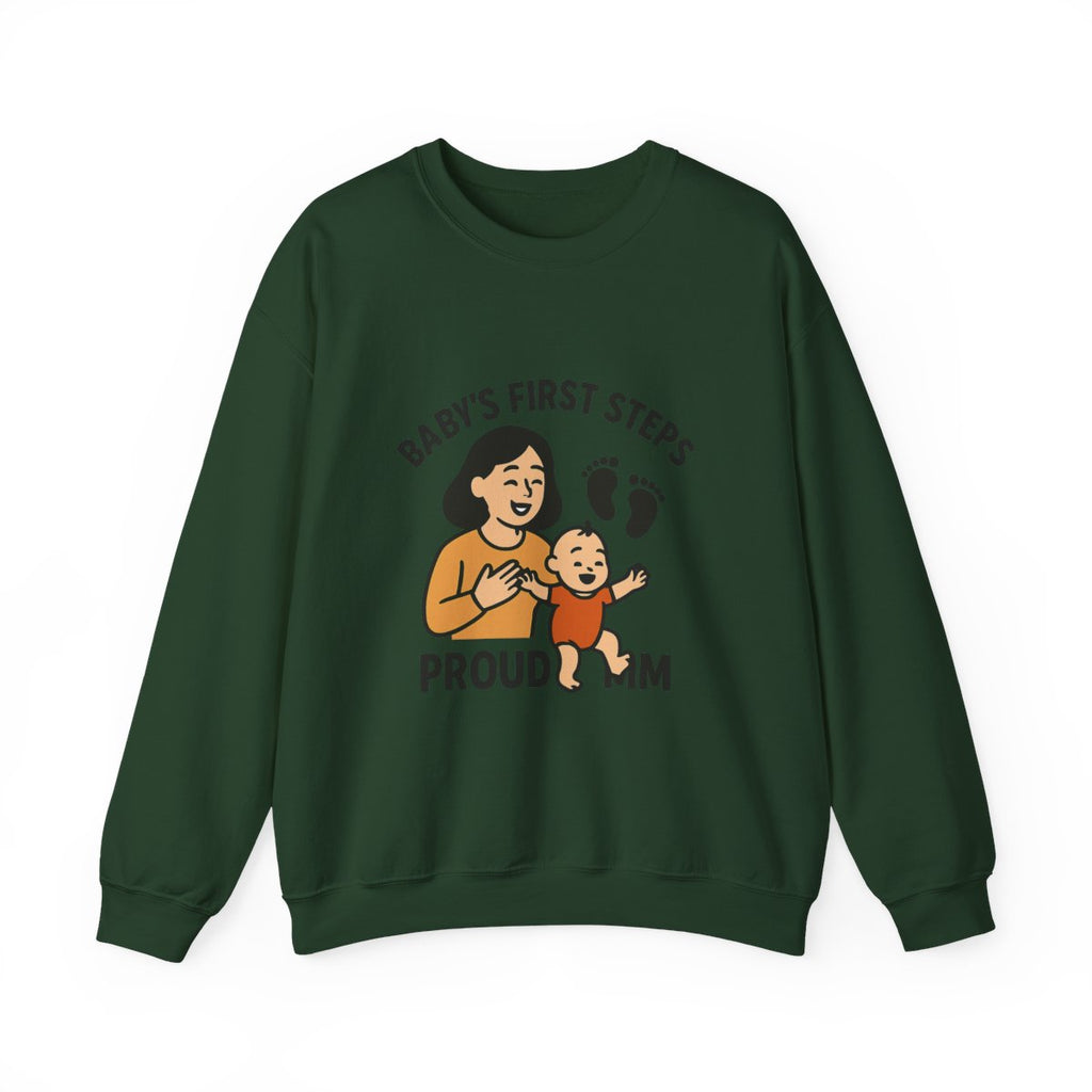 Baby's First Steps Sweatshirt, New Mom Gift, First Walking Milestone, Baby Footprint Shirt, Proud Mom Sweatshirt, Toddler Milestone