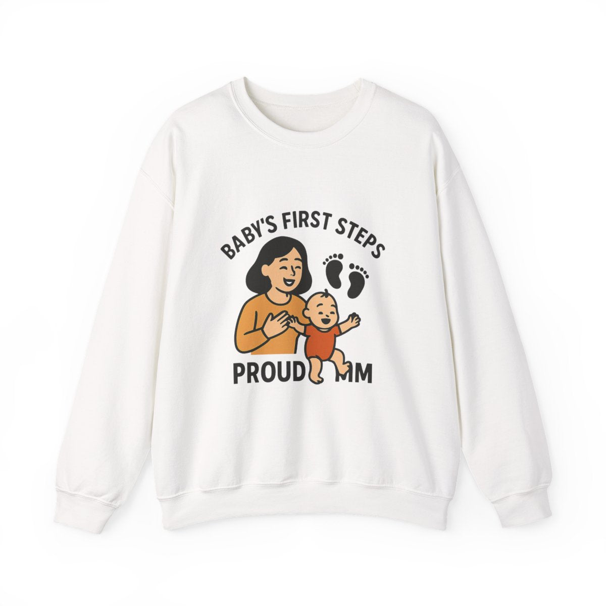 Baby's First Steps Sweatshirt, New Mom Gift, First Walking Milestone, Baby Footprint Shirt, Proud Mom Sweatshirt, Toddler Milestone