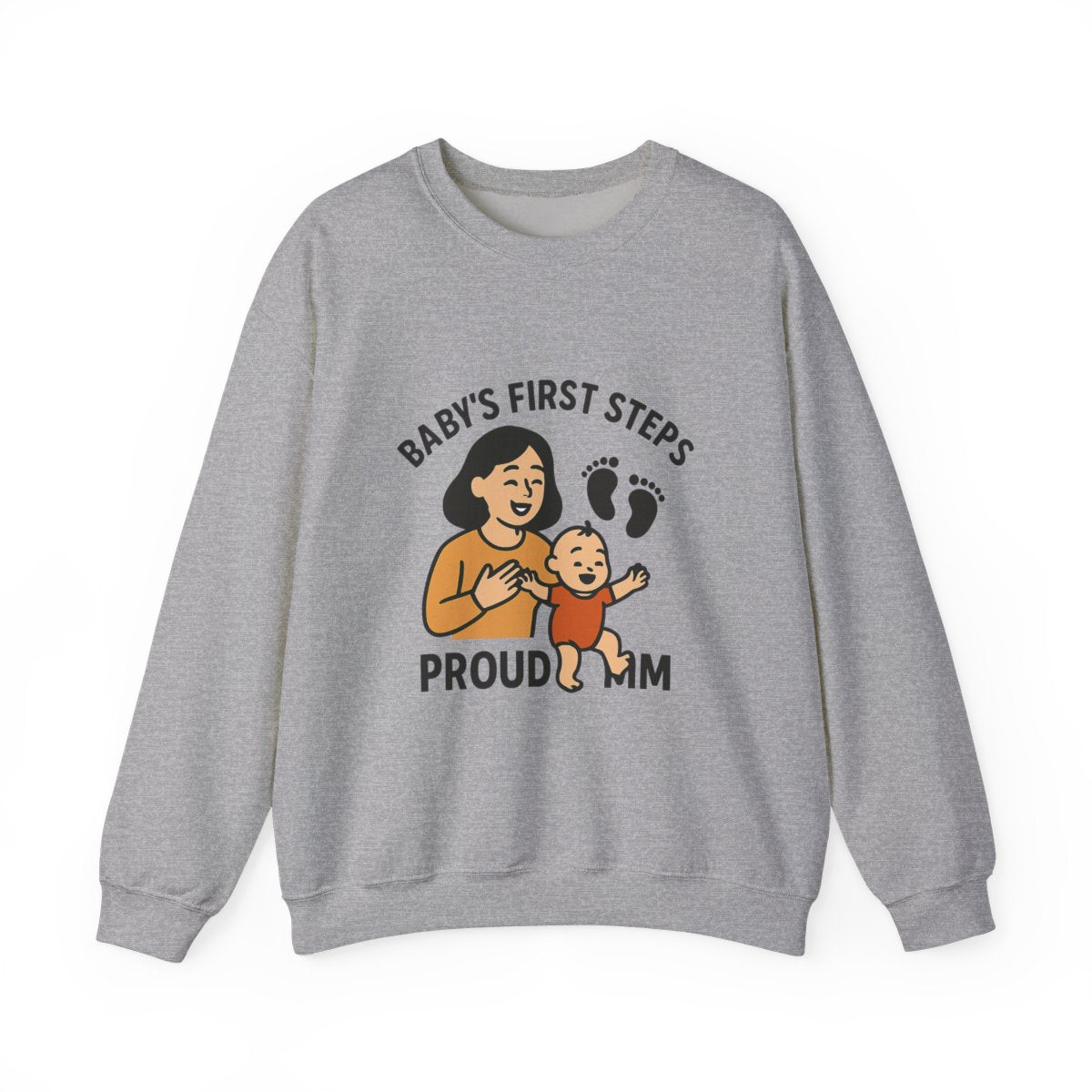 Baby's First Steps Sweatshirt, New Mom Gift, First Walking Milestone, Baby Footprint Shirt, Proud Mom Sweatshirt, Toddler Milestone