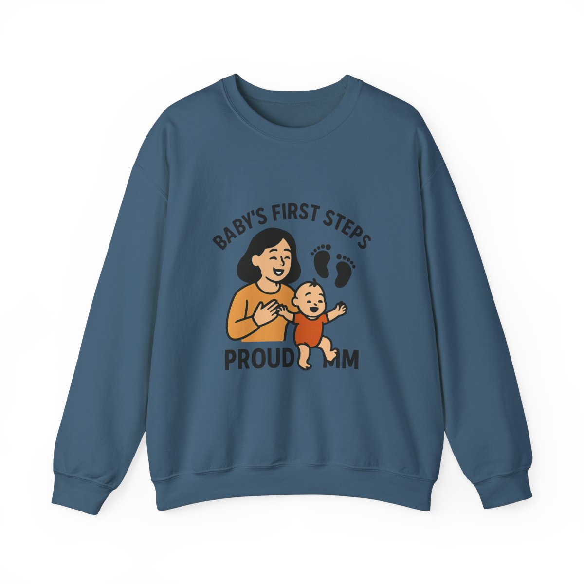 Baby's First Steps Sweatshirt, New Mom Gift, First Walking Milestone, Baby Footprint Shirt, Proud Mom Sweatshirt, Toddler Milestone