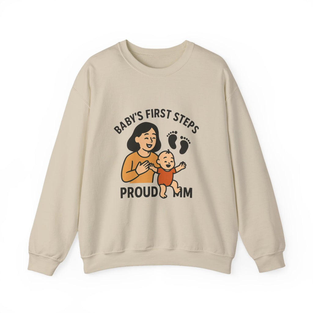 Baby's First Steps Sweatshirt, New Mom Gift, First Walking Milestone, Baby Footprint Shirt, Proud Mom Sweatshirt, Toddler Milestone