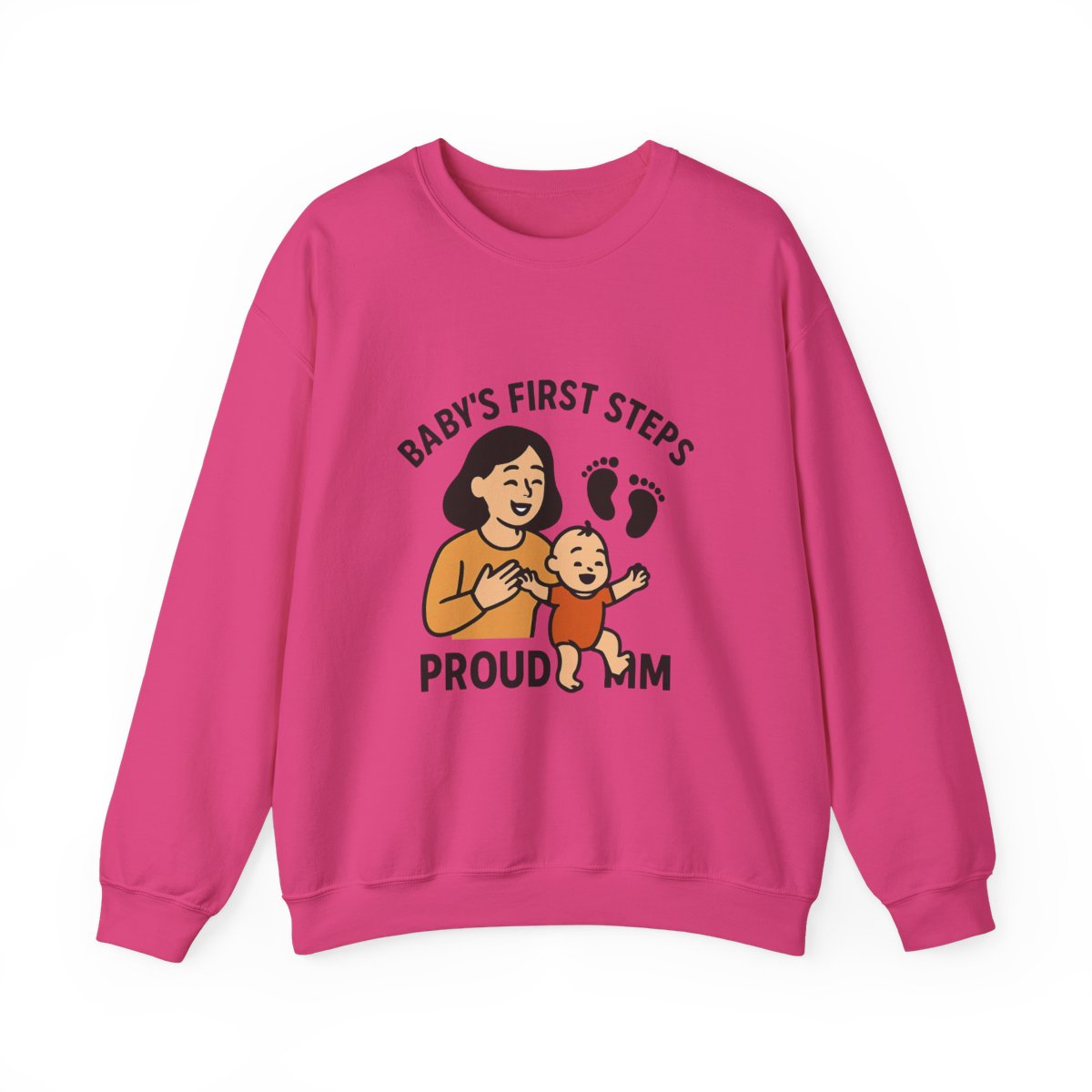 Baby's First Steps Sweatshirt, New Mom Gift, First Walking Milestone, Baby Footprint Shirt, Proud Mom Sweatshirt, Toddler Milestone