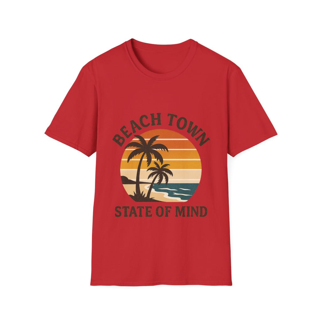 Beach Town State of Mind Shirt, Vintage Sunset Beach Tee, Coastal Living Gift, Palm Tree Vacation Shirt, Retro Beach Lover Gift