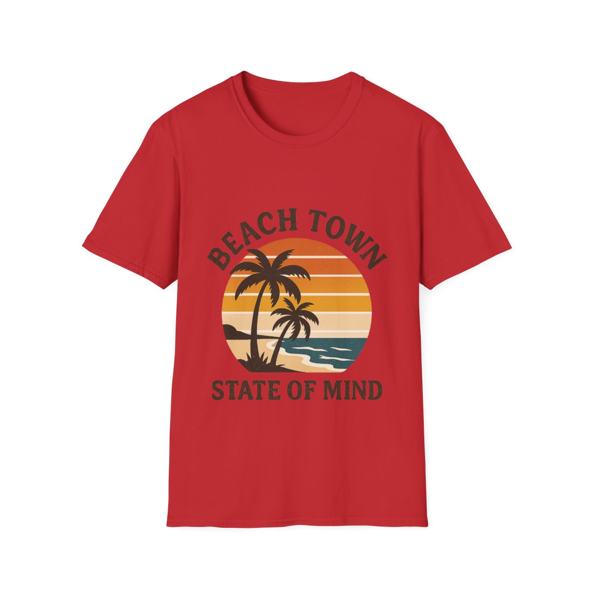 Beach Town State of Mind Shirt, Vintage Sunset Beach Tee, Coastal Living Gift, Palm Tree Vacation Shirt, Retro Beach Lover Gift