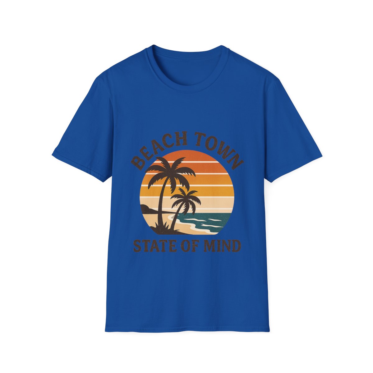 Beach Town State of Mind Shirt, Vintage Sunset Beach Tee, Coastal Living Gift, Palm Tree Vacation Shirt, Retro Beach Lover Gift