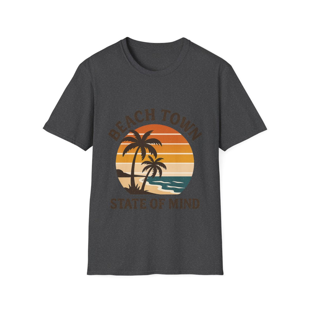 Beach Town State of Mind Shirt, Vintage Sunset Beach Tee, Coastal Living Gift, Palm Tree Vacation Shirt, Retro Beach Lover Gift
