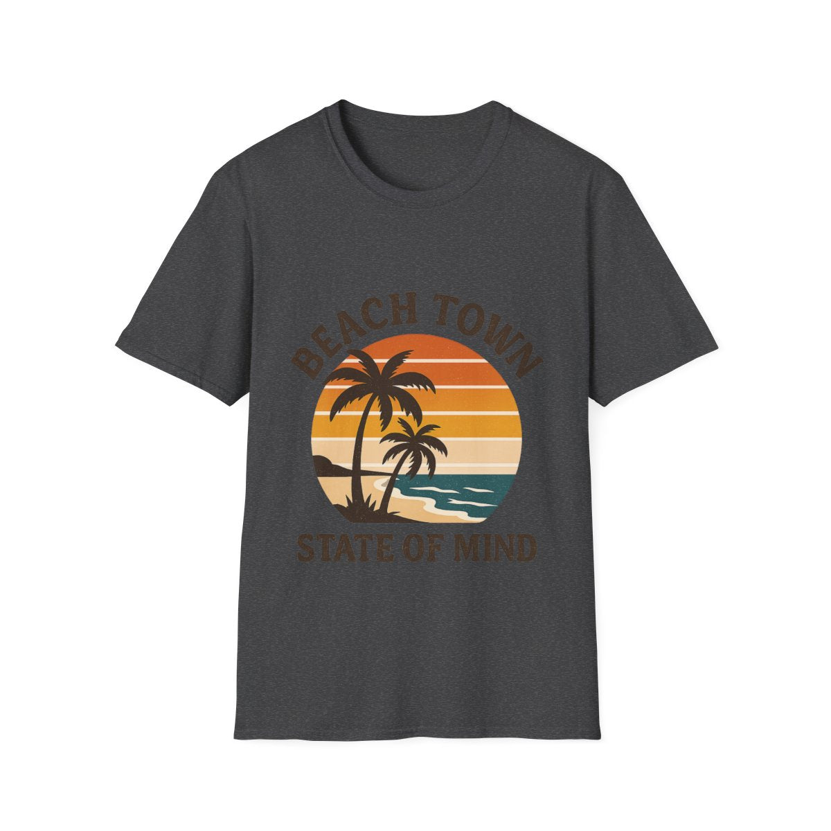 Beach Town State of Mind Shirt, Vintage Sunset Beach Tee, Coastal Living Gift, Palm Tree Vacation Shirt, Retro Beach Lover Gift