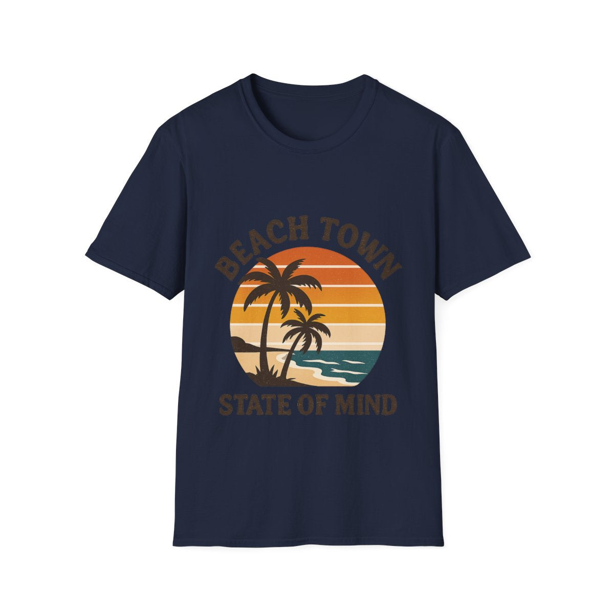 Beach Town State of Mind Shirt, Vintage Sunset Beach Tee, Coastal Living Gift, Palm Tree Vacation Shirt, Retro Beach Lover Gift