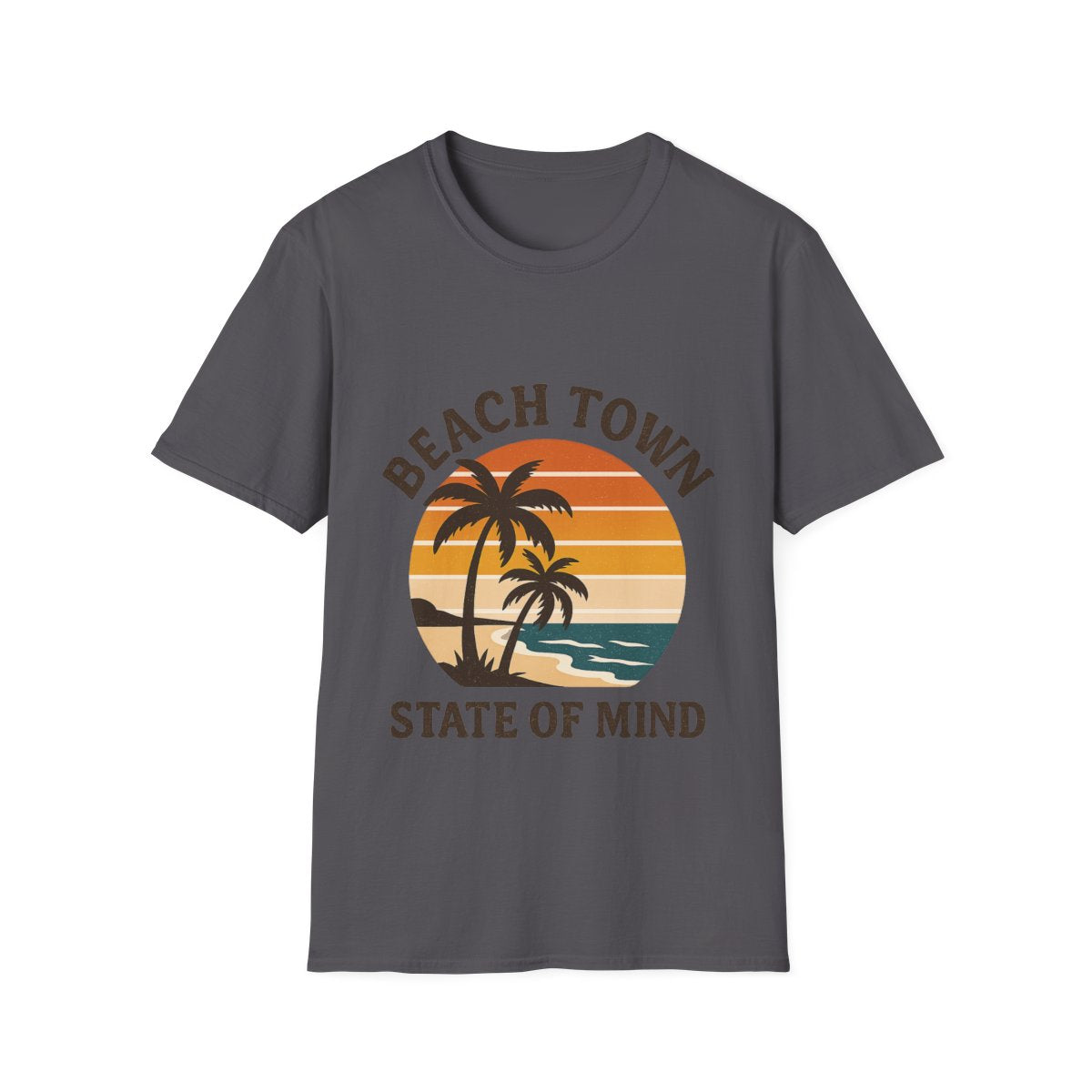 Beach Town State of Mind Shirt, Vintage Sunset Beach Tee, Coastal Living Gift, Palm Tree Vacation Shirt, Retro Beach Lover Gift