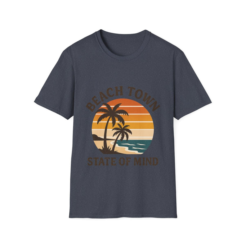 Beach Town State of Mind Shirt, Vintage Sunset Beach Tee, Coastal Living Gift, Palm Tree Vacation Shirt, Retro Beach Lover Gift