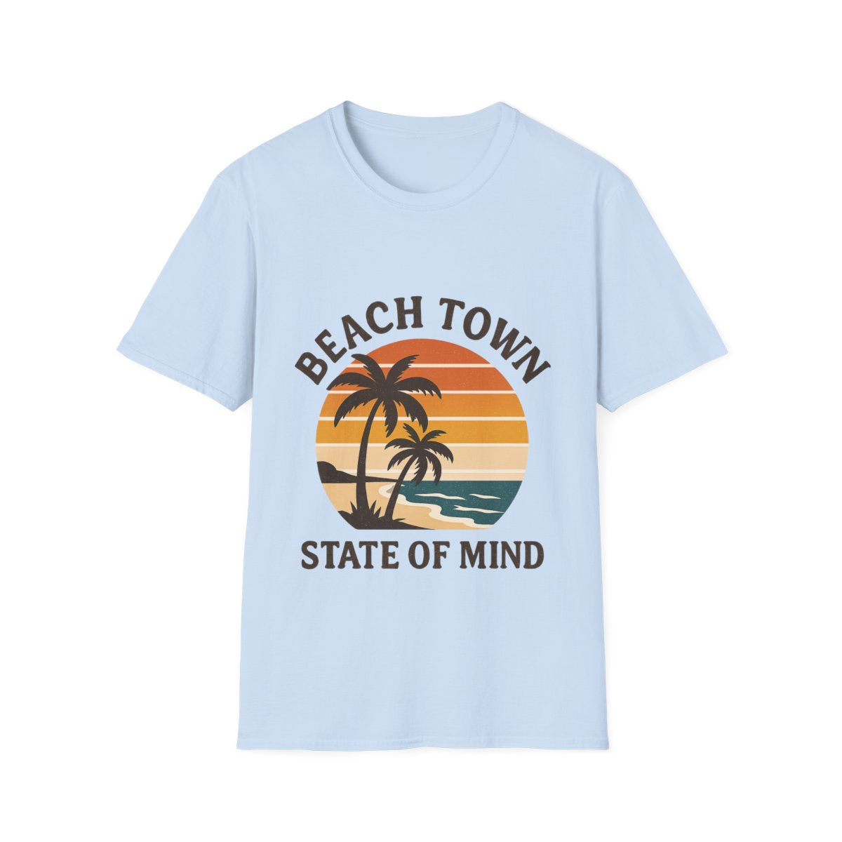 Beach Town State of Mind Shirt, Vintage Sunset Beach Tee, Coastal Living Gift, Palm Tree Vacation Shirt, Retro Beach Lover Gift