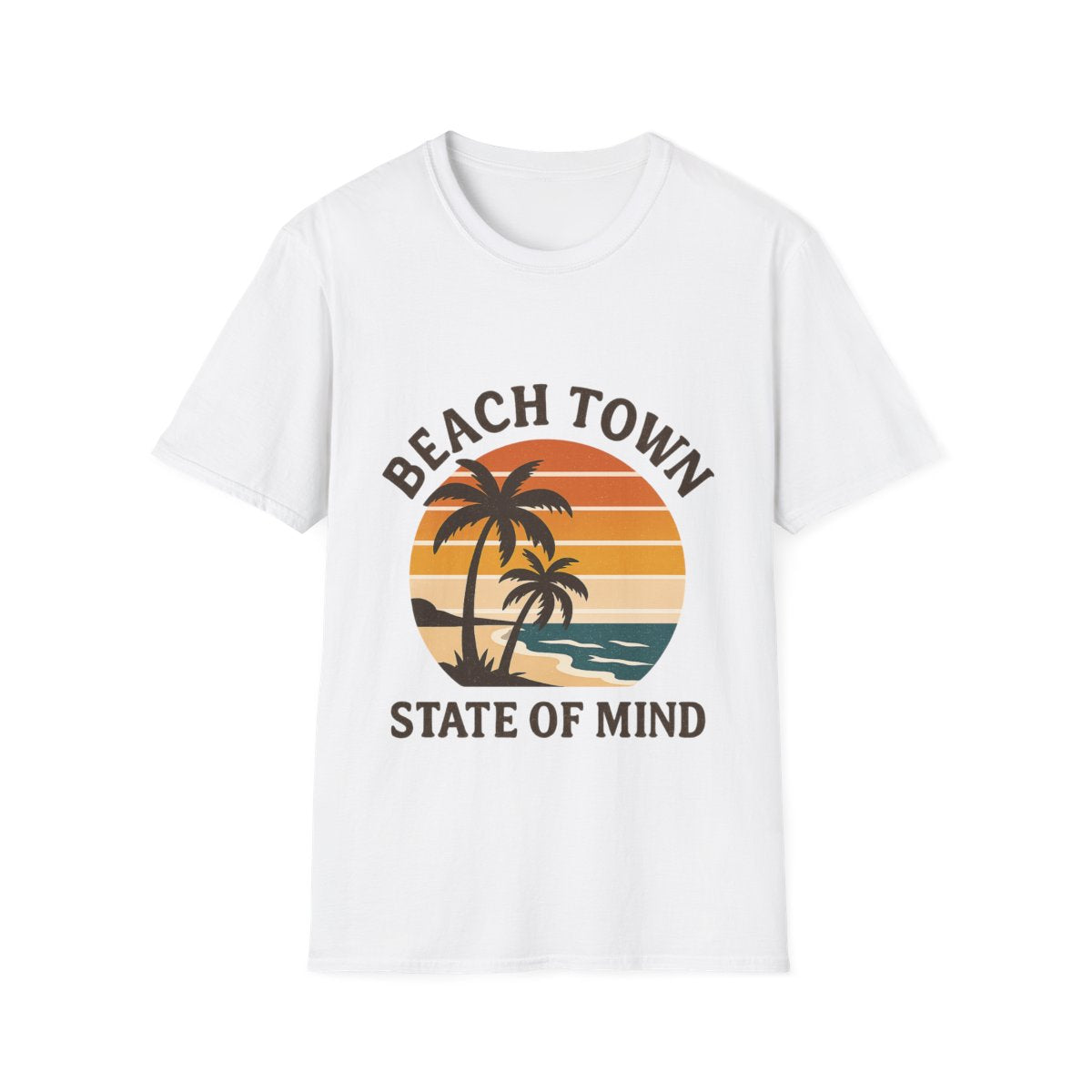 Beach Town State of Mind Shirt, Vintage Sunset Beach Tee, Coastal Living Gift, Palm Tree Vacation Shirt, Retro Beach Lover Gift