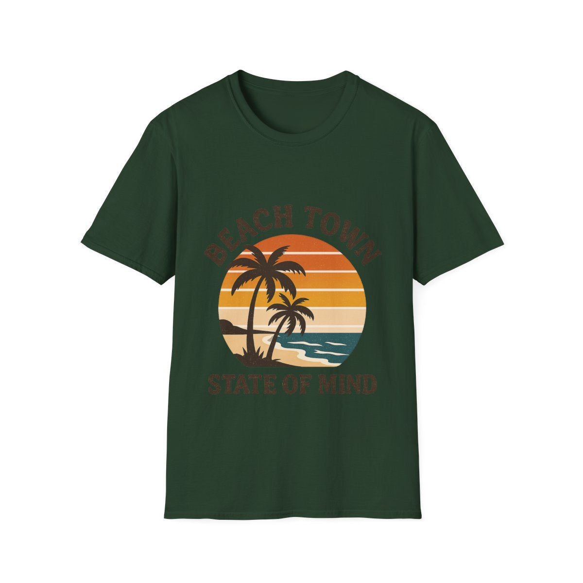 Beach Town State of Mind Shirt, Vintage Sunset Beach Tee, Coastal Living Gift, Palm Tree Vacation Shirt, Retro Beach Lover Gift