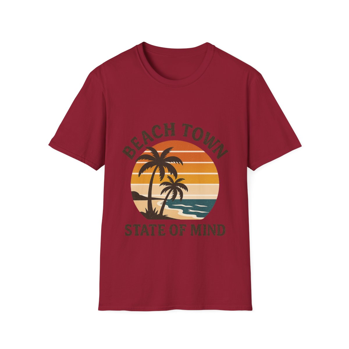 Beach Town State of Mind Shirt, Vintage Sunset Beach Tee, Coastal Living Gift, Palm Tree Vacation Shirt, Retro Beach Lover Gift