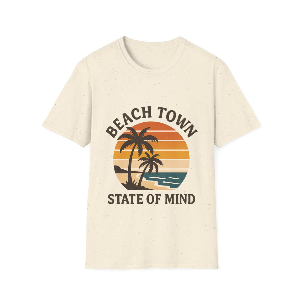Beach Town State of Mind Shirt, Vintage Sunset Beach Tee, Coastal Living Gift, Palm Tree Vacation Shirt, Retro Beach Lover Gift