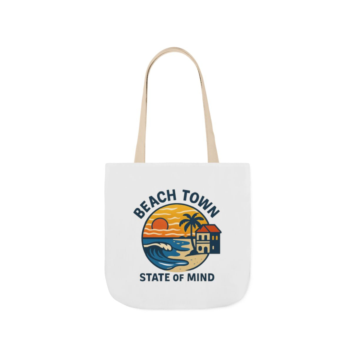 Beach Town State of Mind Tote Bag | Coastal Lifestyle Gift | Ocean Lover Canvas Bag | Beach Vibes Nautical Tote | Summer Beach Bag