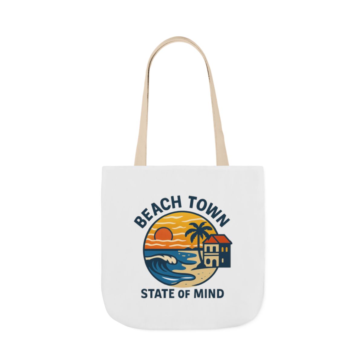 Beach Town State of Mind Tote Bag | Coastal Lifestyle Gift | Ocean Lover Canvas Bag | Beach Vibes Nautical Tote | Summer Beach Bag