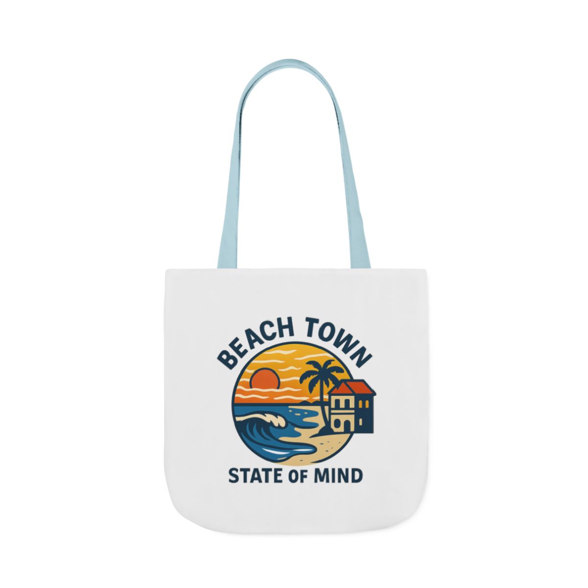 Beach Town State of Mind Tote Bag | Coastal Lifestyle Gift | Ocean Lover Canvas Bag | Beach Vibes Nautical Tote | Summer Beach Bag