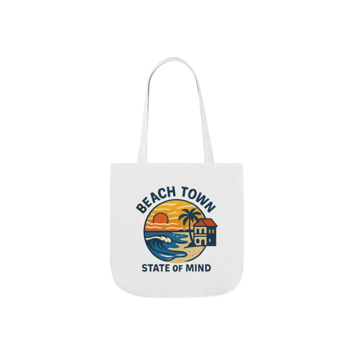 Beach Town State of Mind Tote Bag | Coastal Lifestyle Gift | Ocean Lover Canvas Bag | Beach Vibes Nautical Tote | Summer Beach Bag