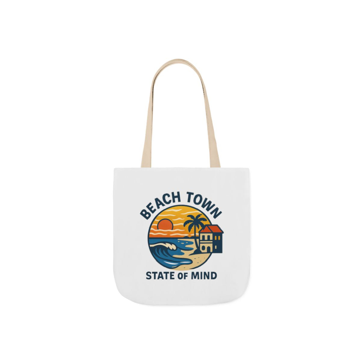 Beach Town State of Mind Tote Bag | Coastal Lifestyle Gift | Ocean Lover Canvas Bag | Beach Vibes Nautical Tote | Summer Beach Bag