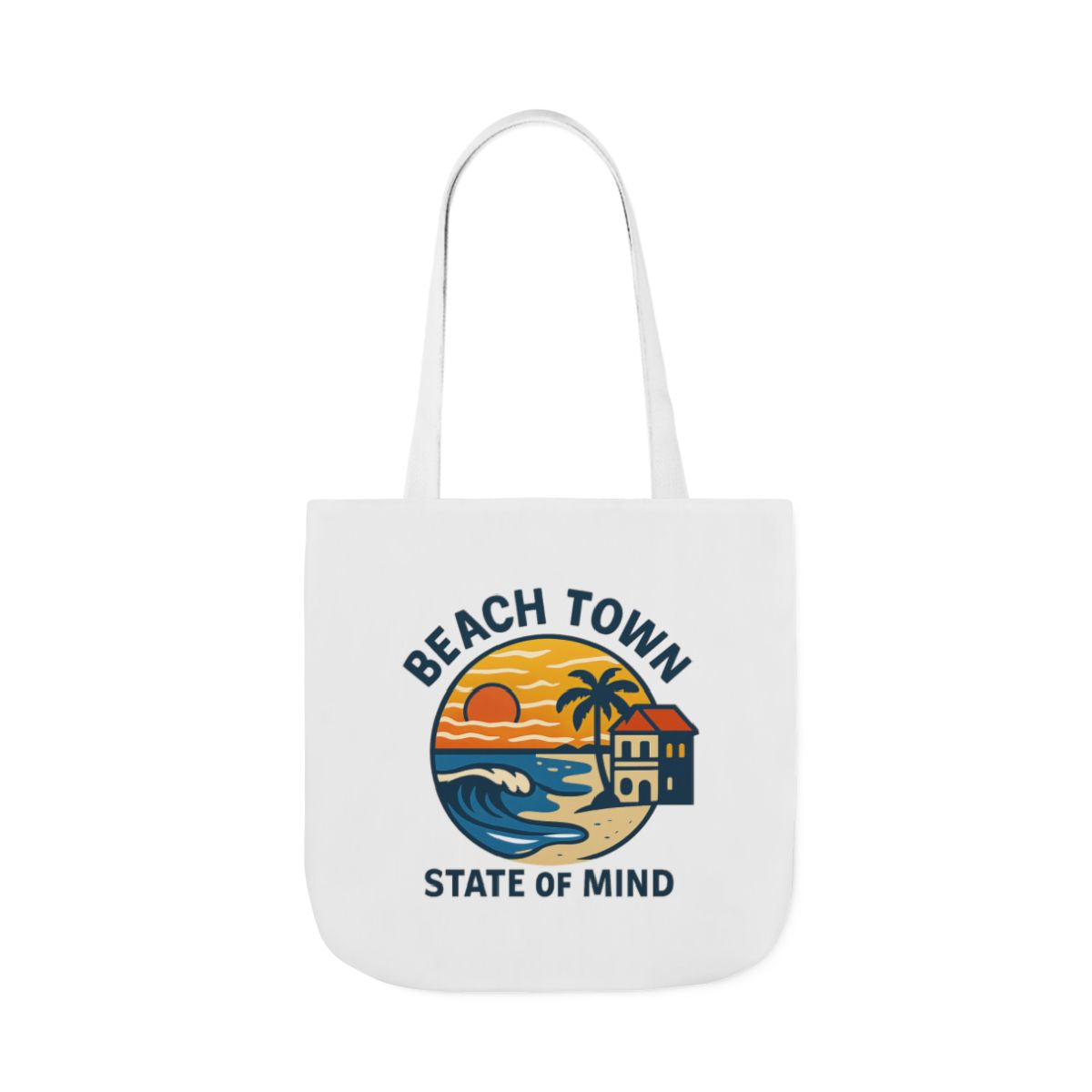 Beach Town State of Mind Tote Bag | Coastal Lifestyle Gift | Ocean Lover Canvas Bag | Beach Vibes Nautical Tote | Summer Beach Bag